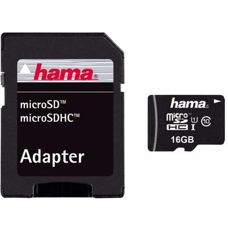 Card Hama 16GB Clasa 10 UHS-I 45MB/S + adaptor Black