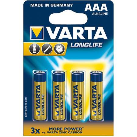 Baterii alcaline Varta R3 AAA longlife 4 bucati