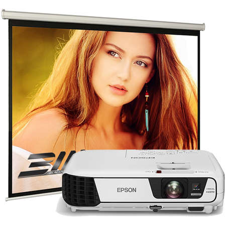 Pachet Videoproiector Epson EB-S31 Ecran de proiectie manual Blackmount 200x200cm