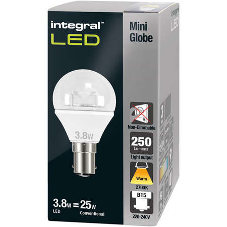 Bec LED Integral Mini Globe 3.4W 2700K 250L B15