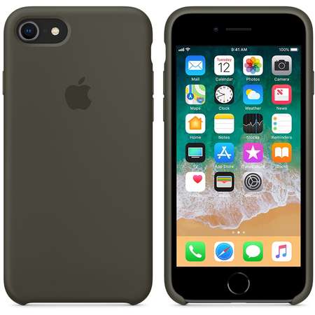 Husa Protectie Spate Apple iPhone 8 Silicone Case Dark Olive