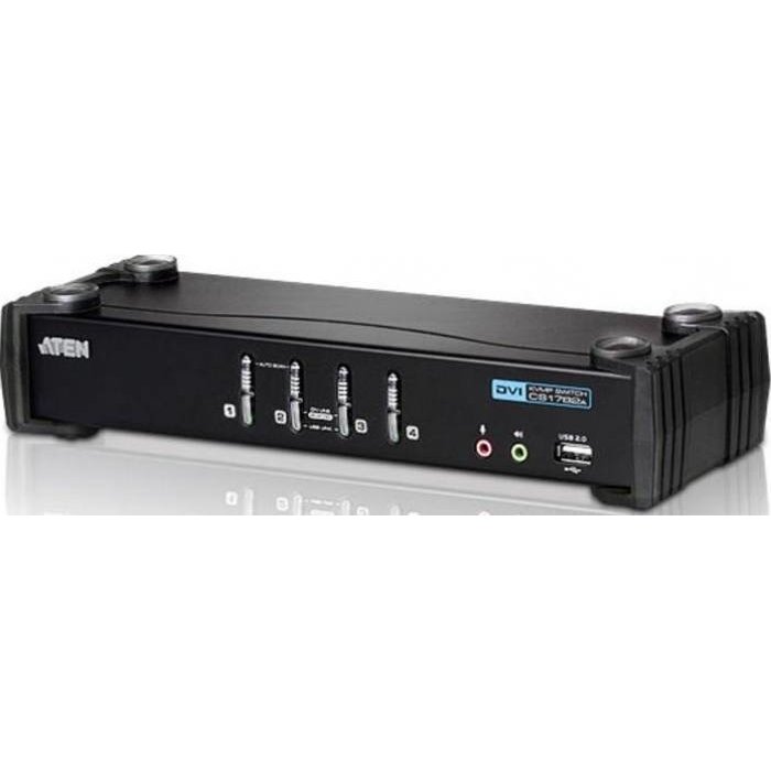ATEN CS1764A 4-Port DVI USB 2.0 KVMP Switch, 4x DVI-D Cables, 2-port Hub, Audio - imagine 2