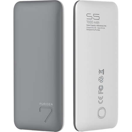 Baterie externa Puridea S5s 7000mAh 2x USB White Grey