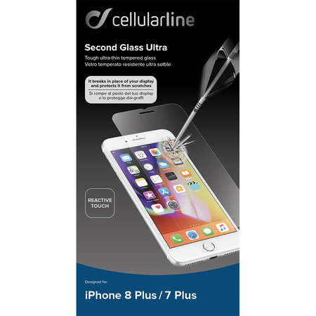 Folie protectie Cellularline TEMPGLASSIPH755 Sticla Securizata Anti-Sock pentru Apple iPhone 7 Plus, iPhone 8 Plus