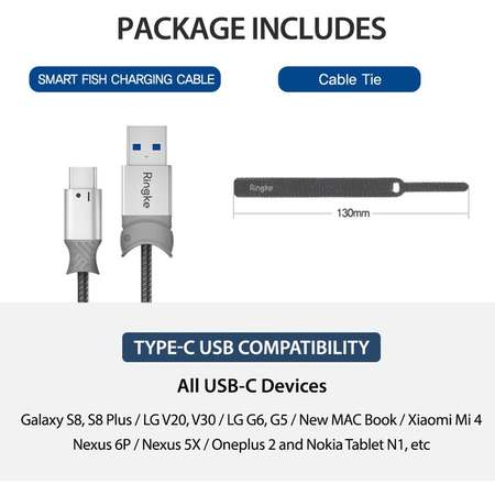 Cablu de date Ringke Smart Fish USB-C la USB 3.0 1.2m
