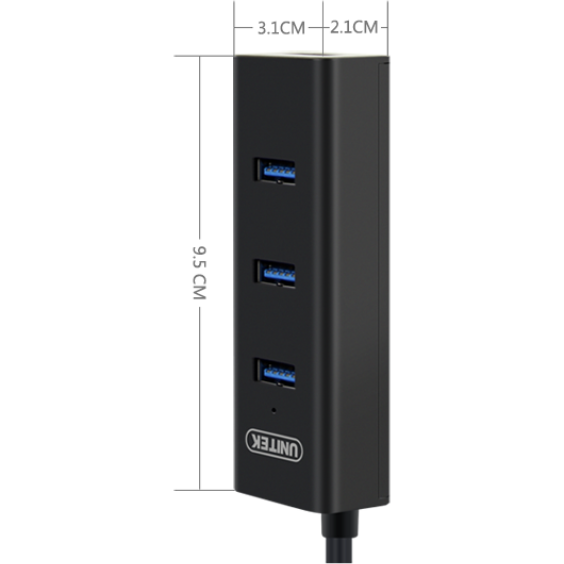 Hub USB UNITEK Y-3089 4x USB 3.0 negru — imaginea 4