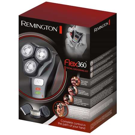 Aparat de ras Remington Flex 360 XR1410  Li-Ion 3 capete 4 accesorii Trimmer Wet&Dry Rosu/Argintiu