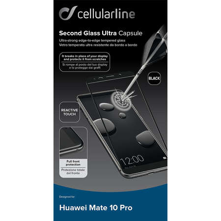 Folie protectie Cellularline TEMPGCAPMATE10PROK Sticla Securizata Full Body Anti-Shock Negru pentru Huawei Mate 10 Pro