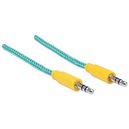 Cablu audio Manhattan MHT394079 Jack 3.5 mm Male - Jack 3.5 mm Male 1m Turcoaz / Galben