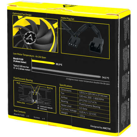 Ventilator pentru carcasa ARCTIC AC BioniX F120 Yellow