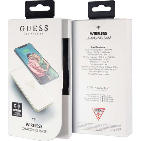 Incarcator Wireless Guess GUWCP850TLWH 1000mAh Alb