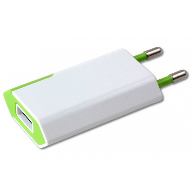 Incarcator retea 100044 Compact Slim USB 1A Alb / Verde