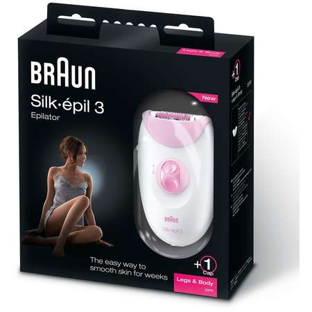 Epilator Braun Silk-Epil 3 3-370 Legs and Body 2 trepte 20 pensete Alb / Roz