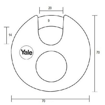Lacat rotund din otel inox Yale Y130/70/116/1 70 mm