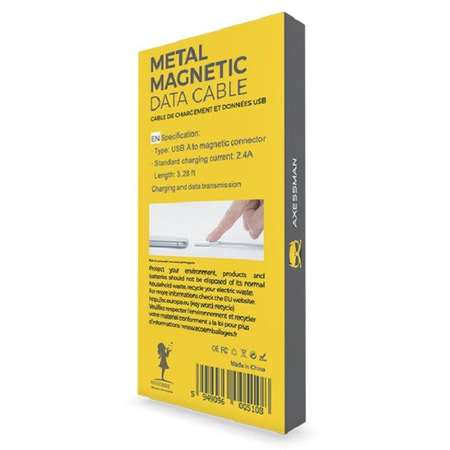 Cablu de date magnetic Axessman Lightning 1m iOS Silver