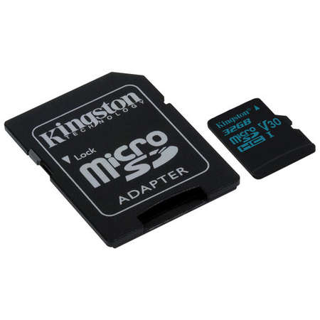 Card Kingston Canvas Go microSDHC 32GB Clasa 10 UHS-I U3 V30 90Mbs cu adaptor SD