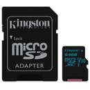Kingston Canvas Go microSDXC 64GB Clasa 10 UHS-I U3 V30 90Mbs cu adaptor SD
