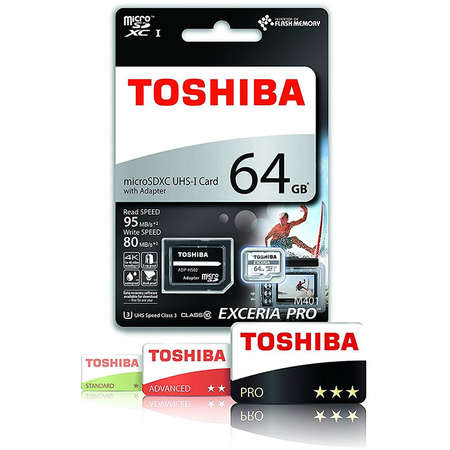 Card Toshiba Exceria Pro M401 microSDXC 64GB 95MB UHS-I U3 cu adaptor SD
