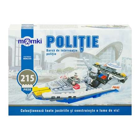 Set constructie MomKi tip Lego Barca Politie 215 piese