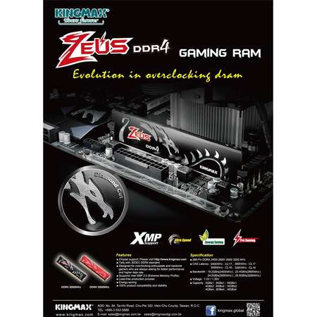 Memorie Kingmax Zeus Dragon Gaming 16GB DDR4 3000 MHz CL16 1.2V