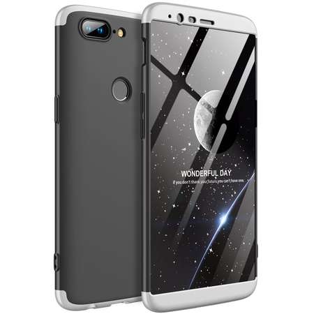 Husa Protectie Spate GKK 360 Negru / Argintiu pentru OnePlus 5T