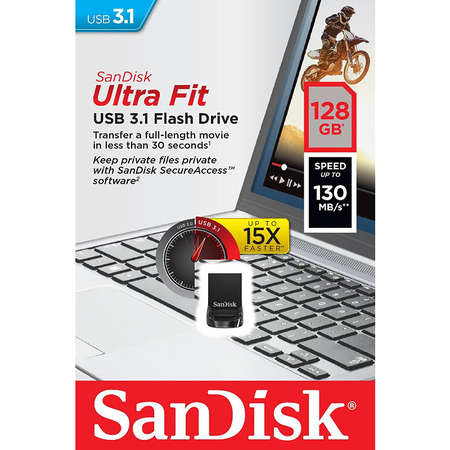 Memorie USB Sandisk Ultra Fit 128GB USB 3.1 Black