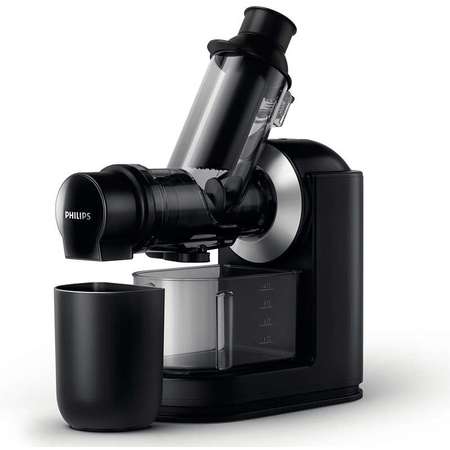 Storcator de fructe si legume prin presare la rece Philips HR1889/70 Recipient suc 1 litru Recipient pulpa 0.75 litri 150W Negru