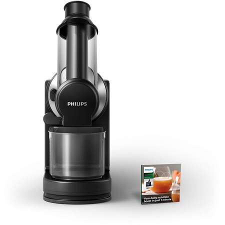 Storcator de fructe si legume prin presare la rece Philips HR1889/70 Recipient suc 1 litru Recipient pulpa 0.75 litri 150W Negru