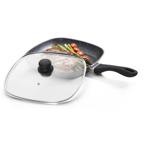 Tigaie grill cu capac Stone Aluminiu 28 x 4 cm Gri