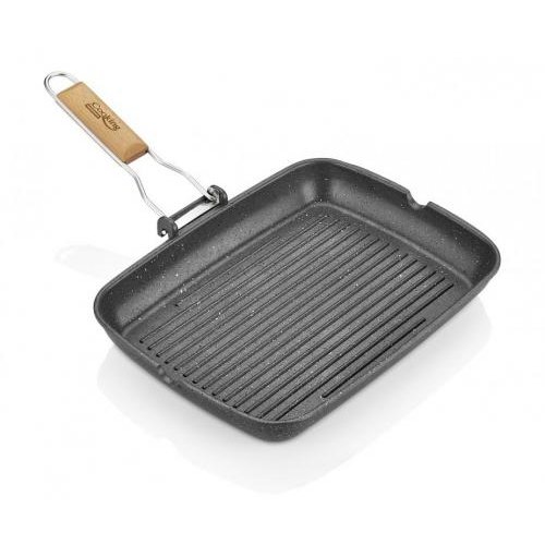 Tigaie grill cu maner detasabil Aluminiu 35 x 25 x 4.5 cm Negru