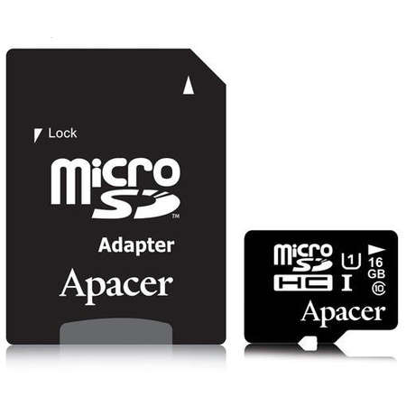 Card APACER microSDHC 16GB Clasa 10 UHS-I U1 cu adaptor SD