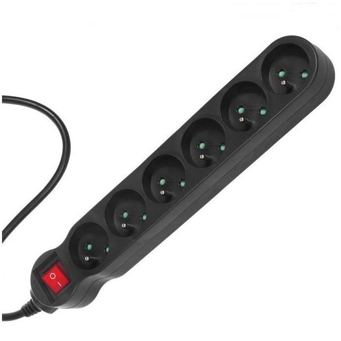 MCE188 Power Strip 5m 6 prize Negru
