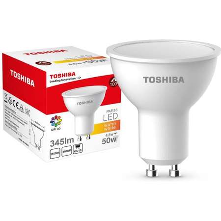 Bec LED Toshiba PAR16 GU10 4.5W 345lm lumina calda