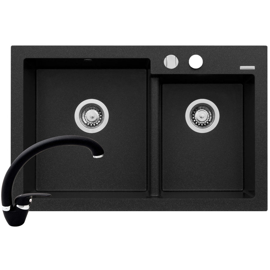 Set chiuveta granit DIPLOS si baterie OSSIA Negru