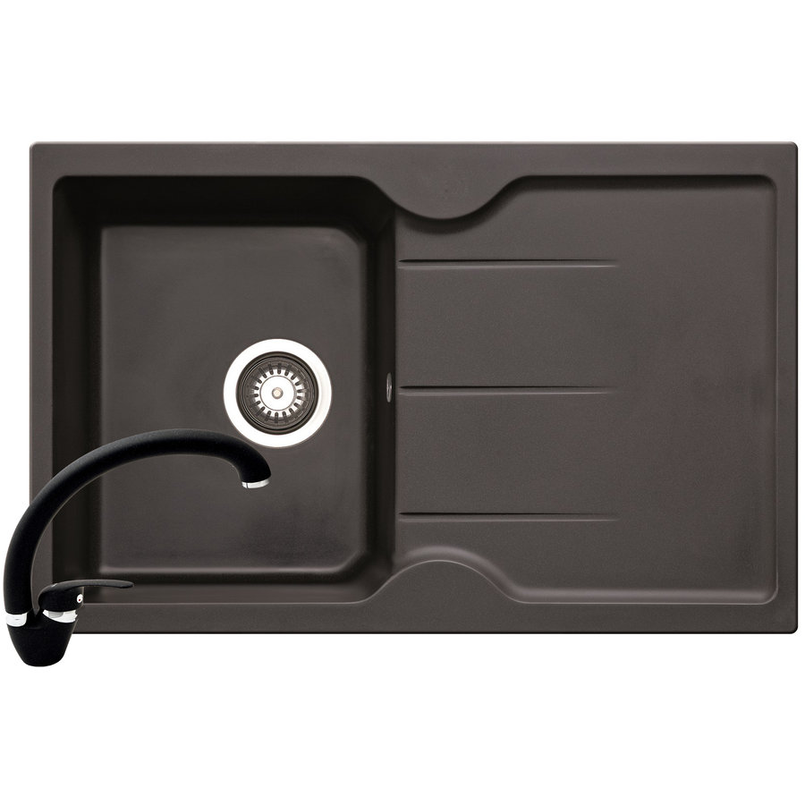 Set chiuveta granit PORTOS si baterie OSSIA Negru