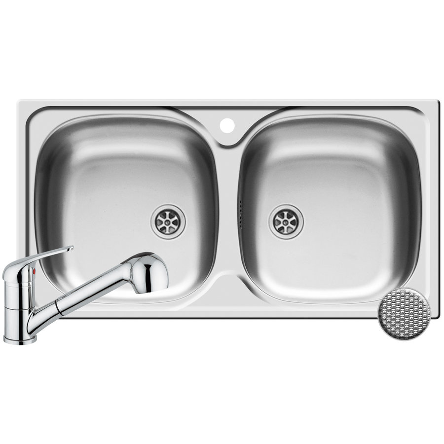 Set chiuveta inox E78 LN si baterie FIDO Crom