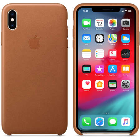 Husa Protectie Spate Apple iPhone XS Max Leather Case Saddle Brown