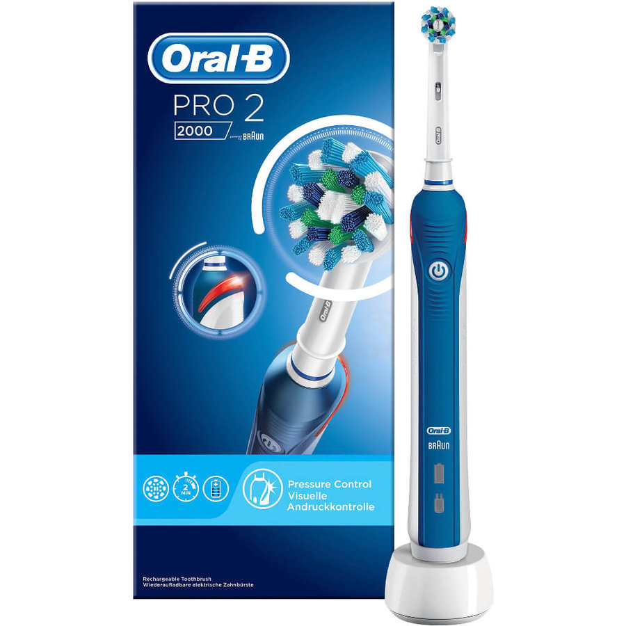 Periuta de dinti electrica Pro 2 2000 Cross Action 8800 oscilatii Timer 1 capat Alb / Albastru