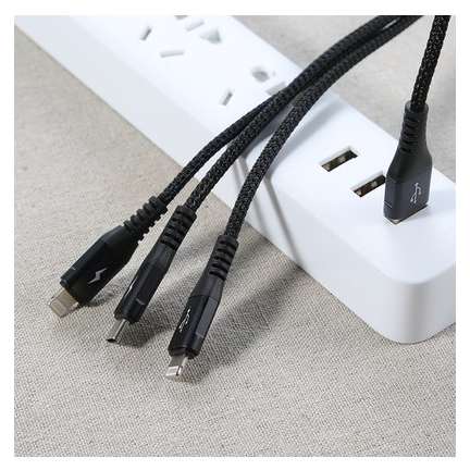 Cablu de date Benks D25 3in1 USB-C plus 2x Lightning 1.5m Negru
