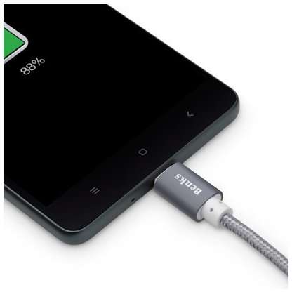 Cablu de date Benks Premium USB-C USB Nylon 1m Gri