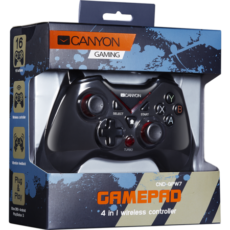 Gamepad Canyon CND-GPW8  Wireless Controller 4 in 1 Negru