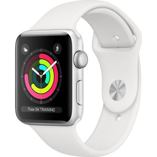 Smartwatch Watch Series 3 GPS 42mm Silver Aluminium Case White Sport Band
