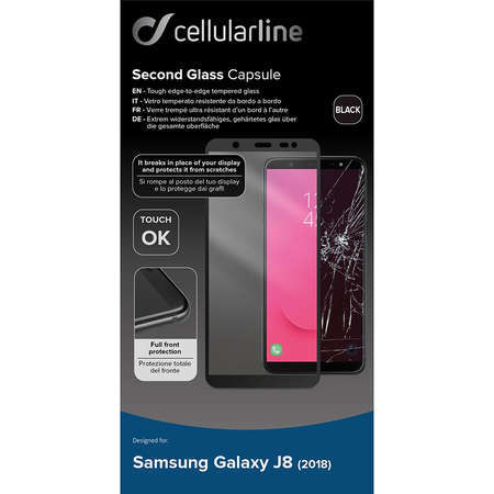 Folie protectie Cellularline TEMPGCABGALJ818K Sticla Securizata Clasica Anti Shock Negru pentru SAMSUNG Galaxy J8 2018