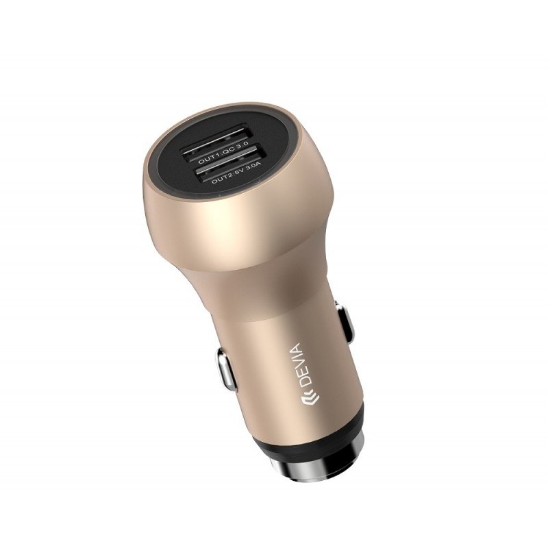 Incarcator auto Devia Qualcomm 3.0 3A Hammer Dual USB Champagne Gold