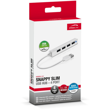 Hub USB SpeedLink Snappy Slim 4-Port USB 2.0 Passive Alb