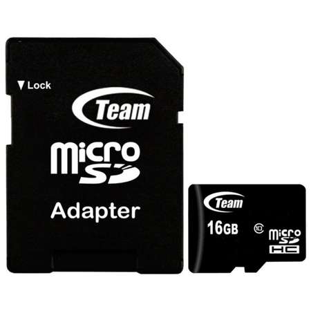 Card de memorie TeamGroup TUSDH16GCL10U03 Micro SDHC UHS-I 16GB + Adaptor Negru