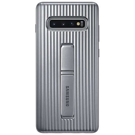 Abroad stool common sense Husa Protectie Spate Samsung Galaxy S10 Plus G975 Protective Standing Cover  Silver ITGalaxy.ro