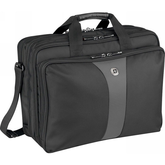 Geanta laptop Legacy 17 inch Triple Gusset Brief Negru / Gri