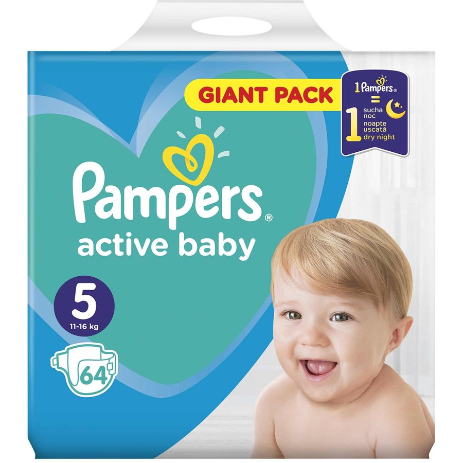 Scutece Active Baby 5 Giant Pack 64 buc