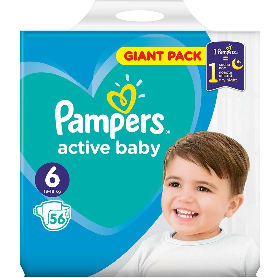 Scutece Active Baby 6 Giant Pack 56 buc